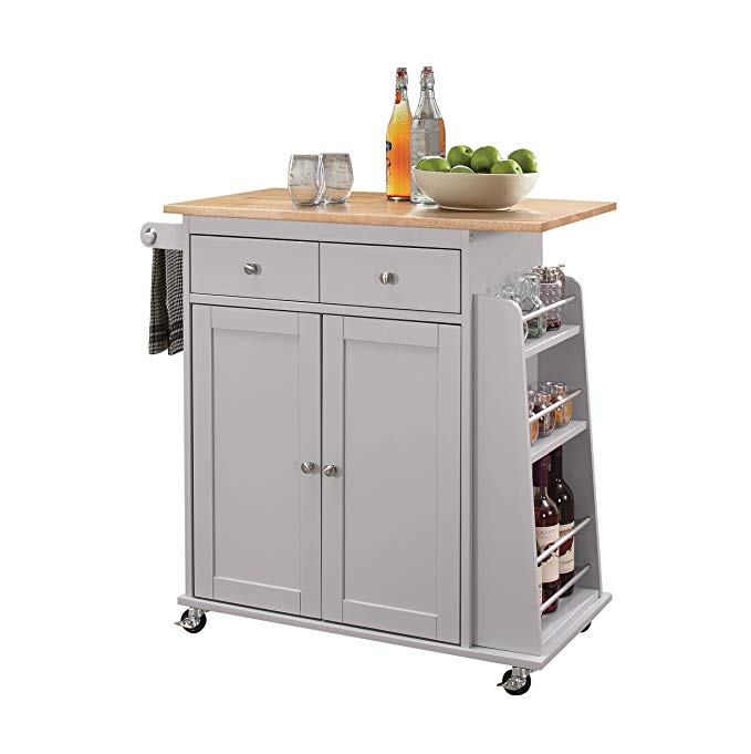 ACME Furniture 98310 Tullarick Kitchen Cart, Natural/Gray