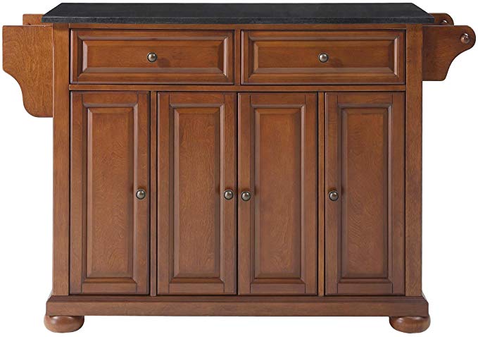 Crosley Furniture Alexandria Kitchen Island with Solid Black Granite Top - Classic Cherry