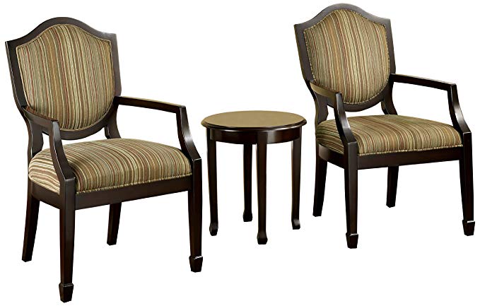 Furniture of America Oasis 3-Piece Armchair & Table Set, Espresso