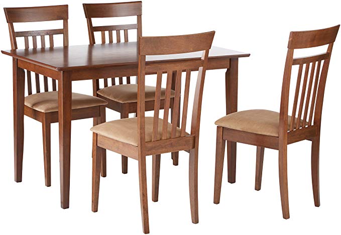 Coaster Home Furnishings 5 Piece Modern Transitional Square Dining Set - Chestnut