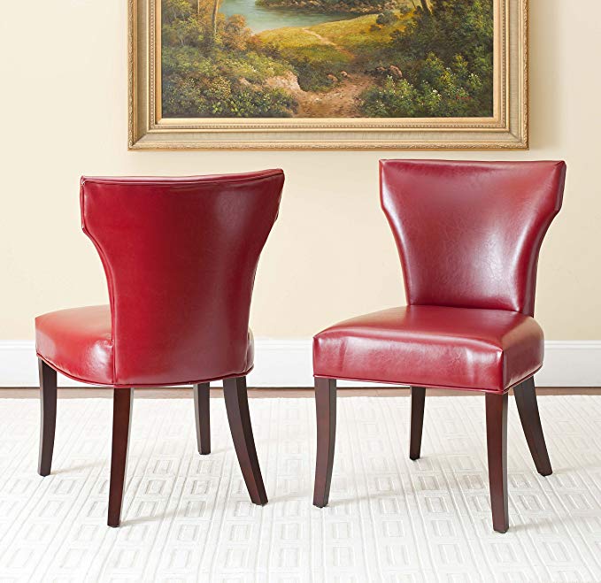 Safavieh Mercer Collection Regina Bicast Leather Side Chairs, Red, Set of 2