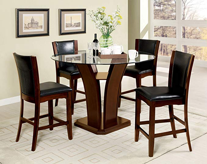 247SHOPATHOME IDF-3710PT-5PC Dining-Room-Sets, Walnut