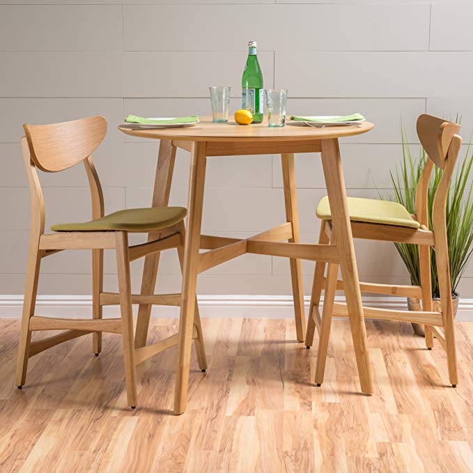 Helen Green Tea Fabric/ Oak Finish Counter Height Dining Set