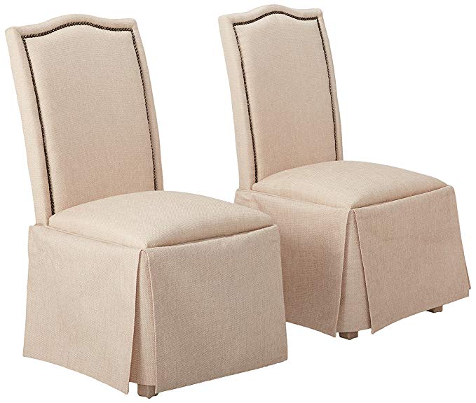 Parkins Skirted Parson Chairs Ivory and Rustic Amber (Set of 2)