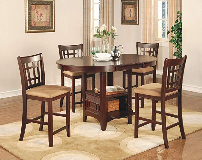 Coaster Lavon 5 Piece Counter Table and Chair Set in Cherry