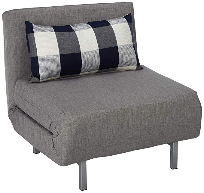 Cortesi Home Savion Convertible Accent Chair Bed, Grey