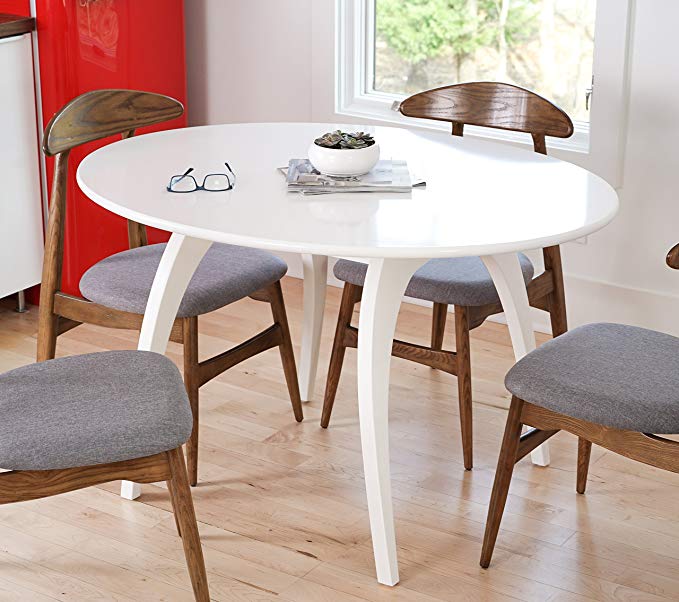 Hives and Honey Haven Home Beckett Mid-Century White Round Table, 50