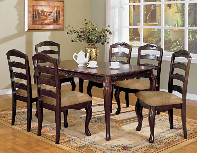 Furniture of America Kathryn 7-Piece Classic Style Dining Table Set, Dark Walnut Finish