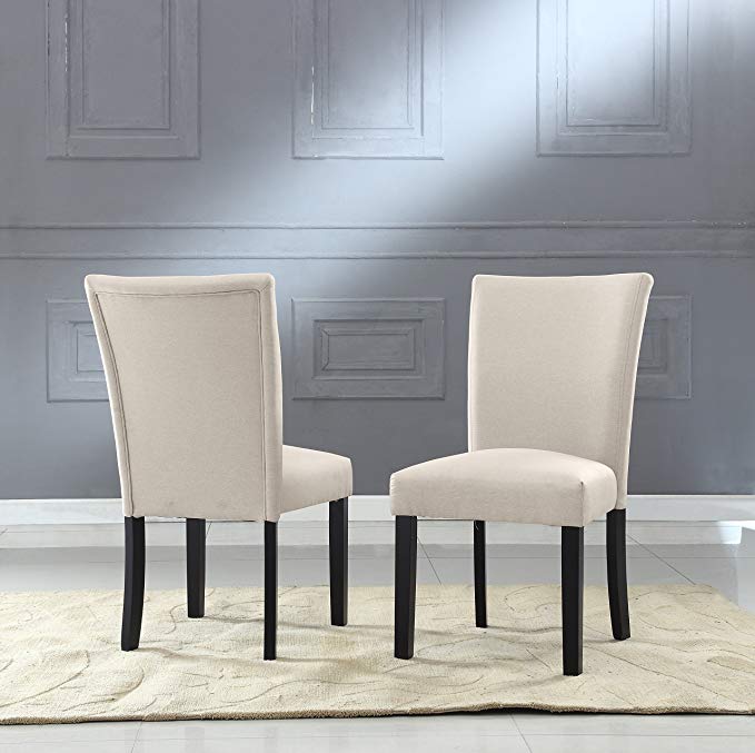 US Pride Furniture Sally Collection Classic Fabric Upholstered Dining Room Armless Accent Chair, Set of 2 Beige