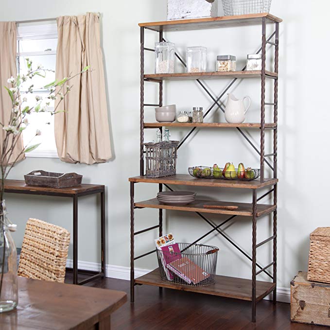 Townsend Bakers Rack, Durable Wood and Metal Construction, Plenty of Storage Space