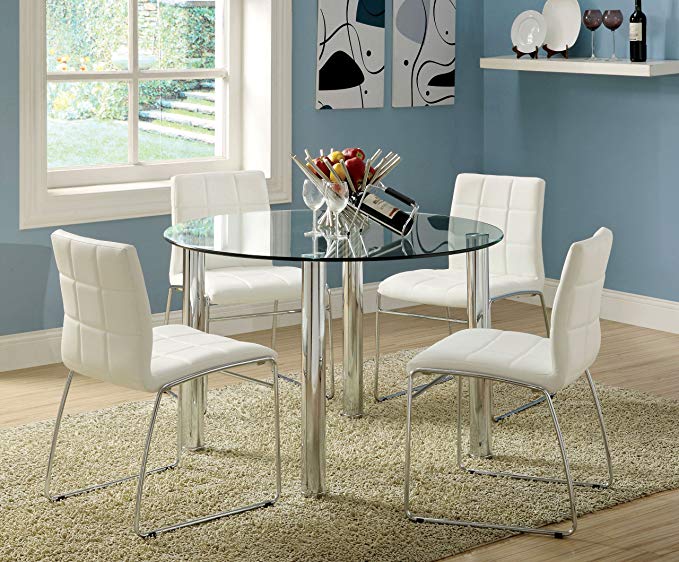 Furniture of America Clarks 5-Piece Dining Set with White Chairs