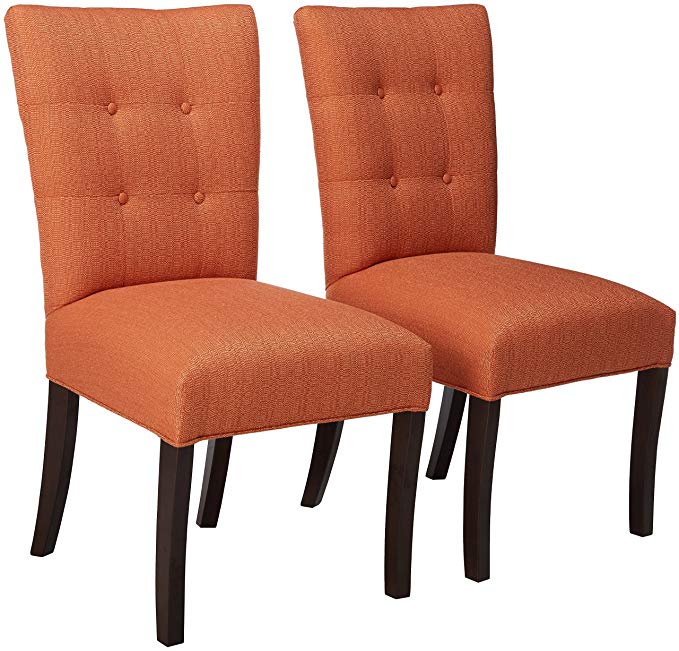 Sole Designs La Mode Collection Fanback Dining Chair, 4 Button Stitched Side Chair, Pumpkin (Set of 2)