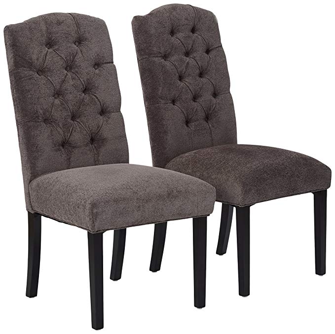 Best-selling Crown Top Fabric Dining Chair, Dark Grey, Set of 2