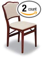 Folding Wood Chairs Cherry Finish - Upholstered Back (Set of 2)