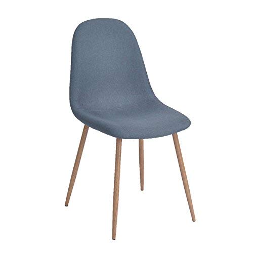 Set of 4 Eames Style Side Chair Metal Legs Fabric Cushion Seat and Back for Dining Room Chairs in Blue