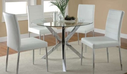 Vance Dining Chairs with Vinyl Seat Cushion White and Chrome (Set of 4)