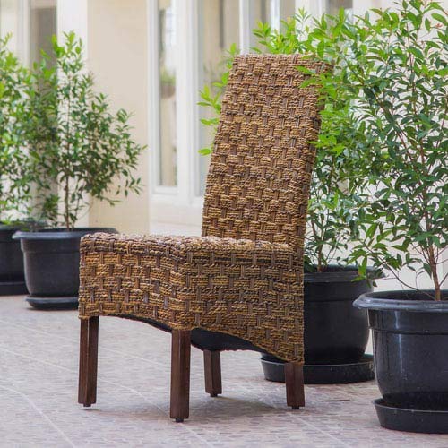 International Caravan SG-3308-2CH-IC Furniture Piece Manila Abaca/Rattan Wicker Dining Chair (Set of 2)