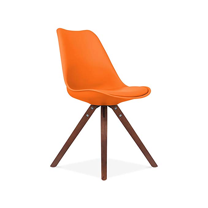 Design Lab MN Viborg Side Chair Walnut Base, Set of 2, Orange Seat