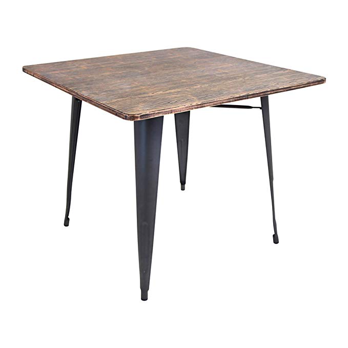 WOYBR DT-TW-ORTB SQ Steel, Bamboo Oregon Square Dining Table