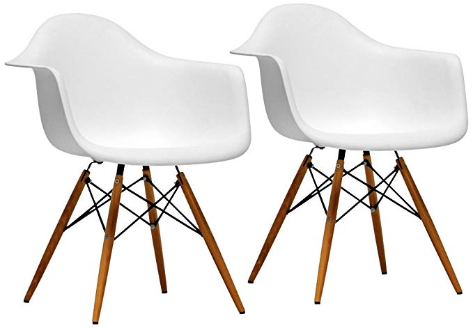 Set of 2 Pascal White Plastic Side Chairs