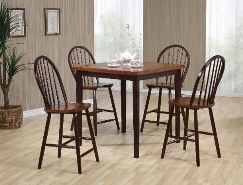 Pickney 5 Pc Black and Oak Counter Height Dinette Set