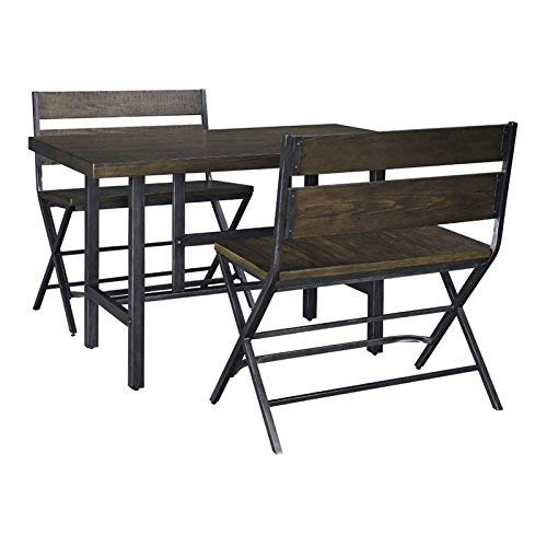 Ashley Kavara 3 Piece Counter Height Dining Set in Medium Brown