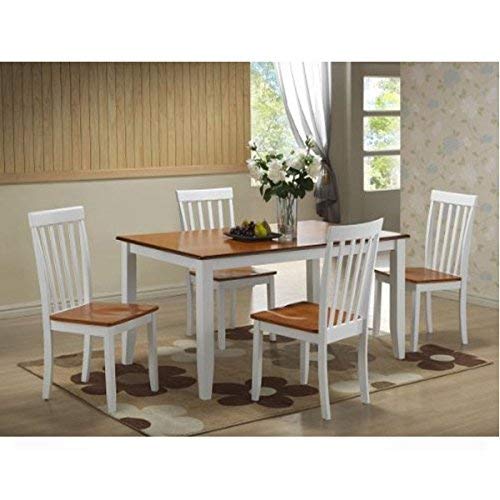 Boraam 22033 5-Piece Bloomington Dining Room Set, White/Honey Oak