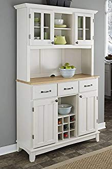 Home Styles 5100-0021-12 Buffet of Buffets 5001 Series Natural Wood Top Buffet Server and Hutch, White Finish