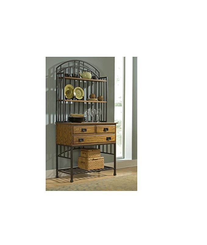 Home Styles 5050-615 Oak Hill Bakers Rack Hutch, Distressed Oak Finish