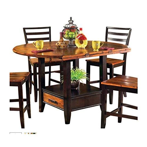 Steve Silver Abaco Drop Leaf Counter Height Storage Dining Table in Acacia Finish