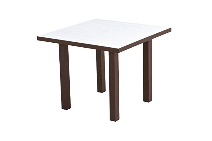 POLYWOOD AT36-16WH 36-Inch Square Dining Table, Euro, Textured Bronze/White