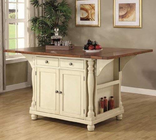 Coaster Large Scale Kitchen Island in a Buttermilk and Cherry Finish