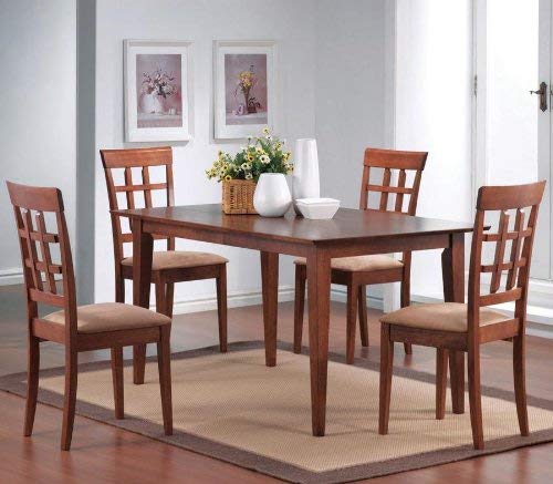 5pcs Wheat Back Walnut Finish Dining Table & 4 Chairs Set