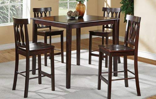 5 Pcs Counter Height Dining Table Set in Brown Finish #PD F21259