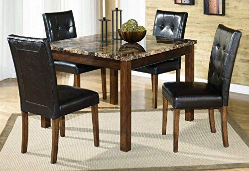 Ashley Furniture Signature Design - Theo Dining Room Set - 1 Table and 4 Chairs - Contemporary - Set of 5 - Warm Brown