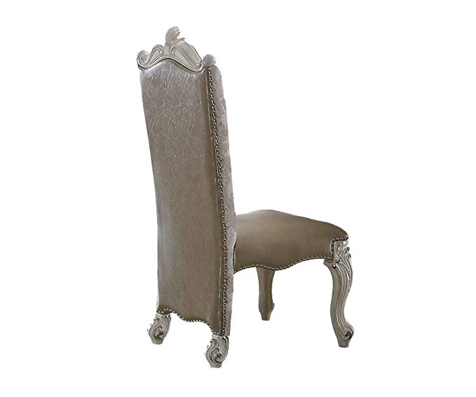 ACME Versailles Vintage Gray and Bone White Side Chair Set of 2