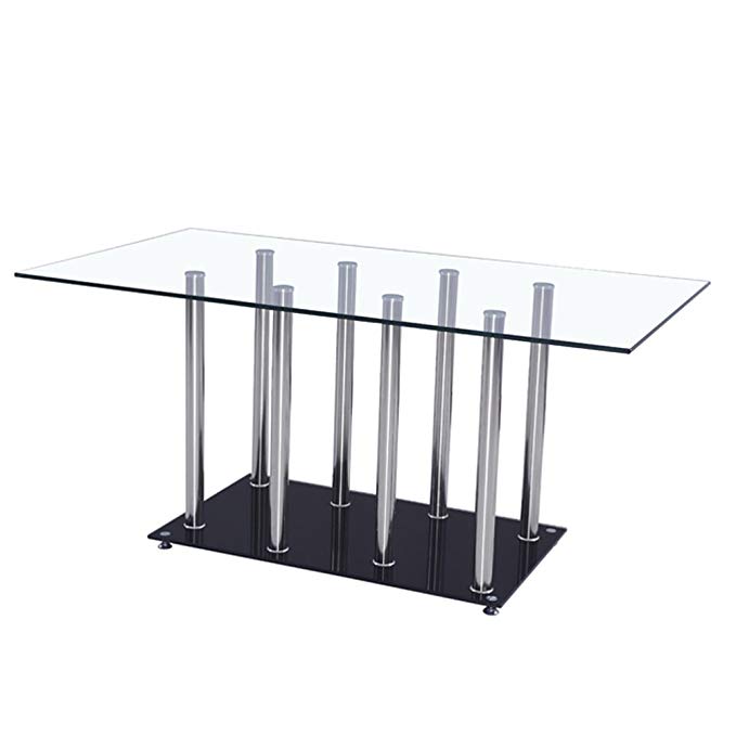 Global Furniture USA D368DT-Global Furniture Piece Dining Table Clear/Black