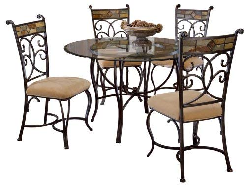 Hillsdale Pompei Slate and Glass 5-Piece Dining Set with Side Chairs