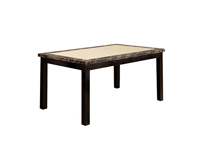 Furniture of America Taveren Faux Marble Dining Table, Black Finish