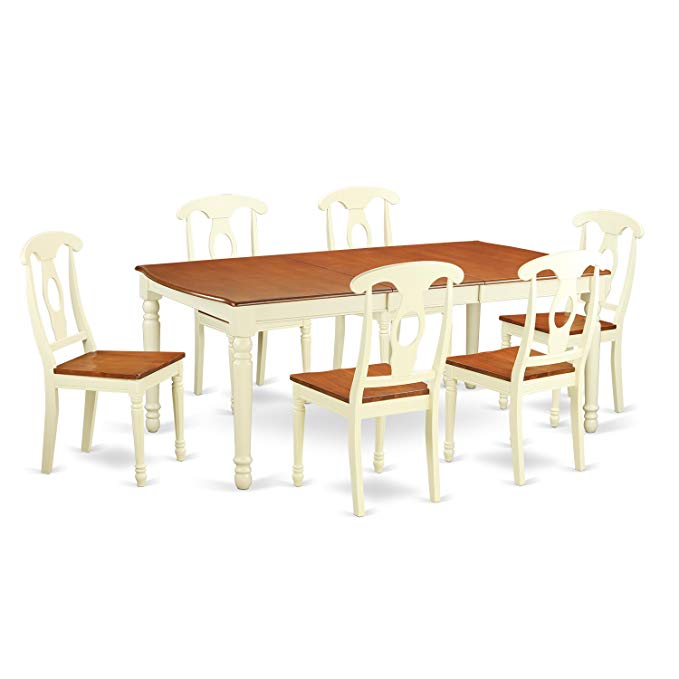 East West Furniture DOKE7-WHI-W 7 Piece Table and 6 Dinette Chairs