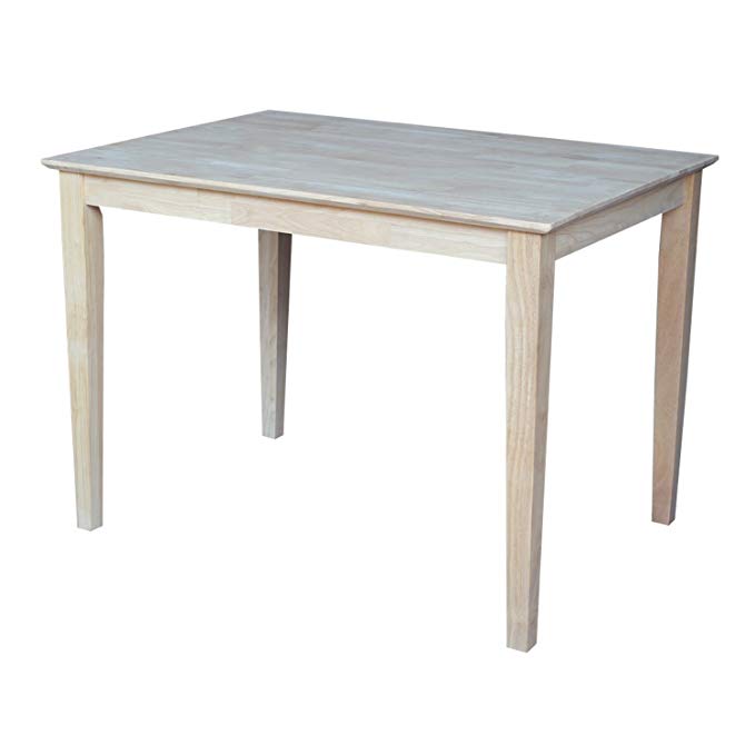 International Concepts Solid Wood Top Table with Shaker Legs, Standard Height