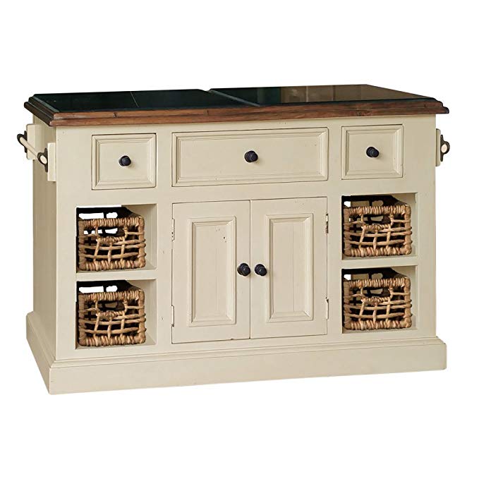 Hillsdale Tuscan Retreat Large Granite Top Kitchen Island in White