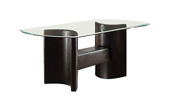 Furniture of America Themis Dining Table with 10mm Beveled Glass Top, Espresso Finish