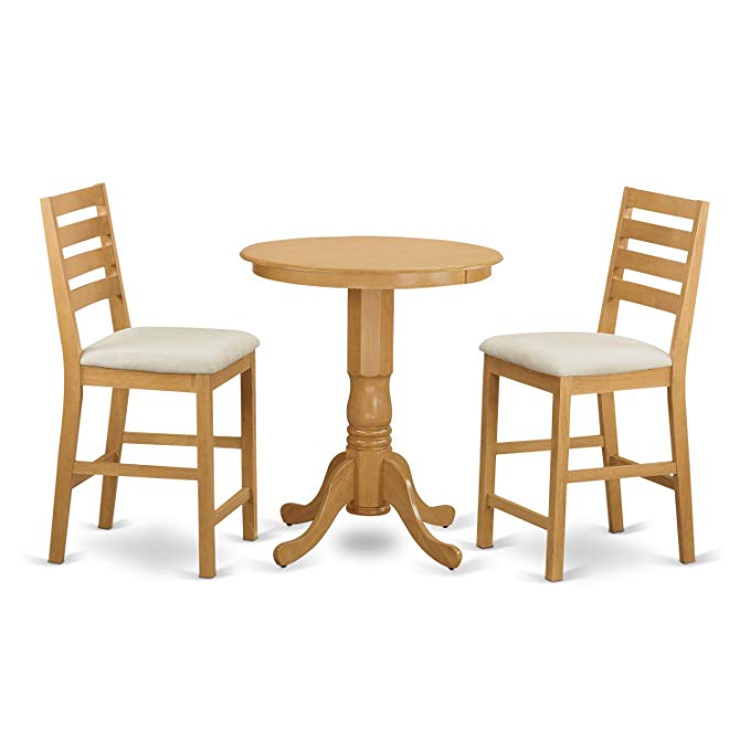 East West Furniture EDCF3-OAK-C 3 Piece Kitchen Dinette Table and 2 Counter Height Stool Set