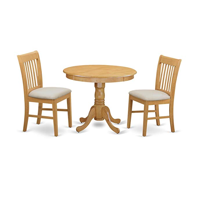 East West Furniture ANNO3-OAK-C 3 Piece Kitchen Table and 2 Dining Chair Set