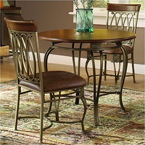 Hawthorne Collections 3 Piece Round Dining Set in Brown