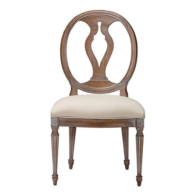 Ethan Allen Margaux Side Chair, Mushroom W/White Glaze, Cayman Cream