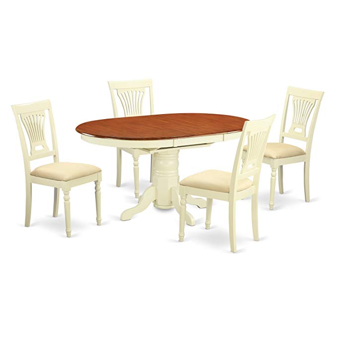 East West Furniture AVPL5-WHI-C 5 Piece with 4 Microfiber Solid Wood Chairs Avon Dining Set