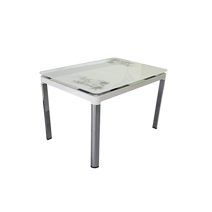 Bellona Tempered Glass Extendable Dining Table WF330tb (White)