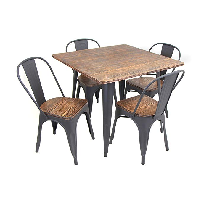 WOYBR DS-TW-OR SQ Bamboo, Metal Oregon 5 Piece Dining Set